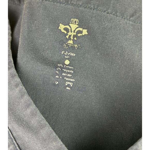 E Z Flex Dark Blue with Lime Green Accents Scrub Top Size M - Picture 2 of 4